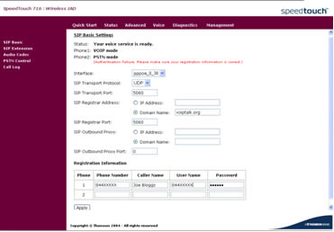 SpeedTouch 716G VoIP Router Setup