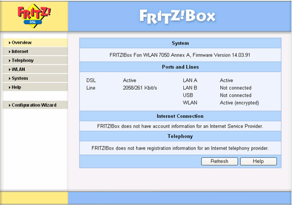 FritzBox Fon WLAN 7050 Setup