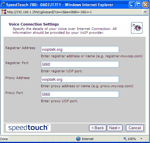 SpeedTouch 780WL VoIP Router Setup