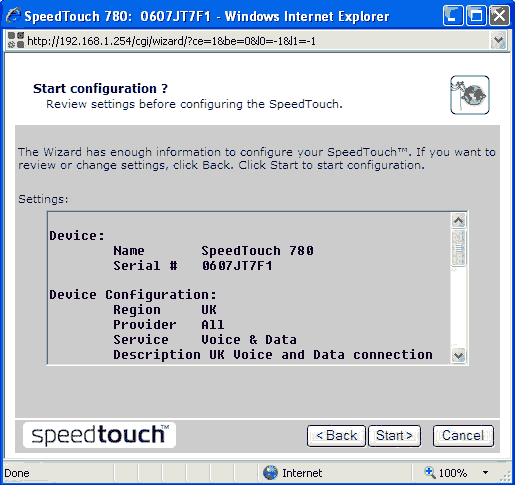 SpeedTouch 780WL VoIP Router Setup