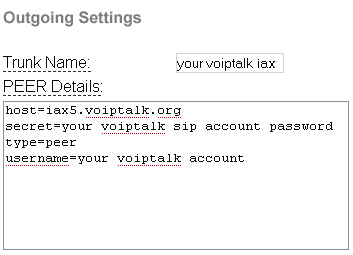 Configuration Of IAX Trunk With Trixbox For Use With VoIPtalk Setup