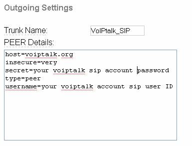 Configuration Of SIP Trunk With Trixbox For Use With VoIPtalk Setup