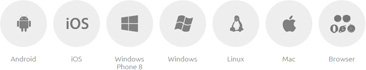 Supported systems: Android, iOS, Windows Phone 8, Windows, Linux, Mac OS, Browsers.